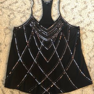 Express black sequin top